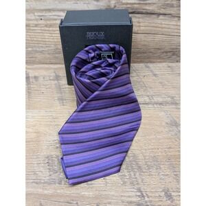 Bijoux Ternel Striped Silk Necktie Men's Purple Black Business Classic‎ Tie